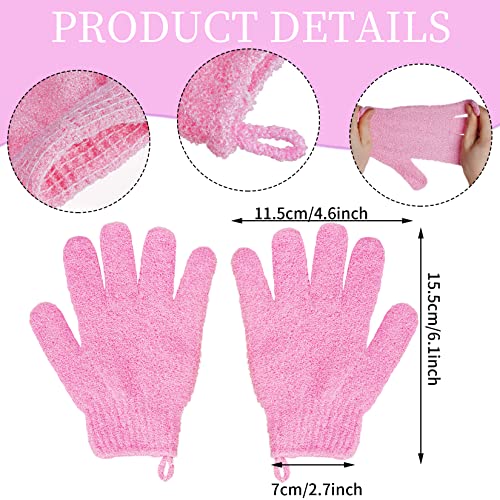 4 Pairs Exfoliating Bath Gloves - Double-Sided Body Scrubber Mitts