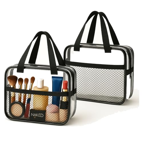 XEWEA 2PCS TSA Approved Clear Travel Toiletry Bags for Men & Women - Middle Size