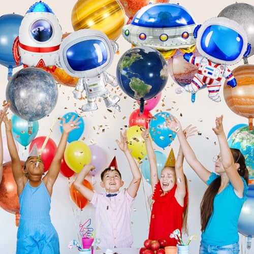 Space Balloons Set - 16 Pcs Galaxy Planet & Astronaut Balloons