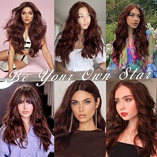 BARSDAR 18 Inch Wavy Clip-in Hair Extensions - Copper Chestnut (5 PCS)