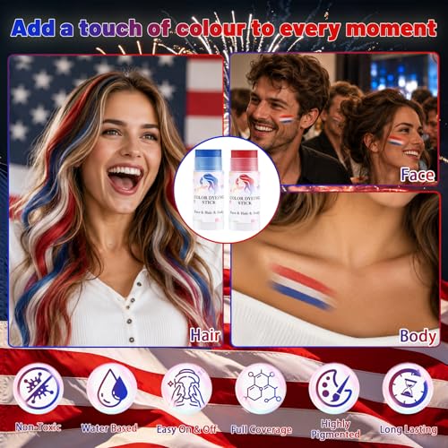 Blue Temporary Hair Color Stick - Waterproof & Non-Sticky Dye