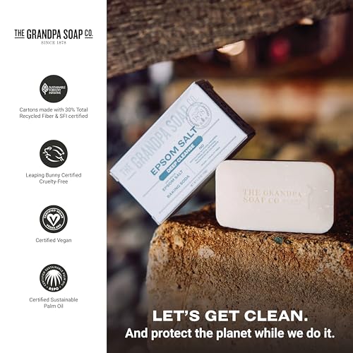 Epsom Salt Bar Soap 4 Pack - Deep Cleansing Vegan Soap for Face & Body