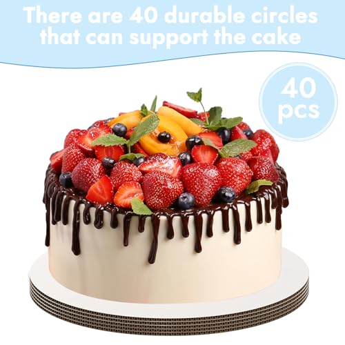 JCD 40 Pcs 6-Inch Round Cake Boards - Food-Grade Cardboard Trays