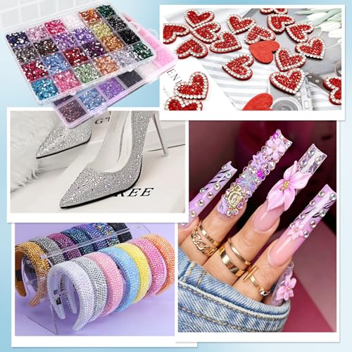 Kalolary 48000pcs 3mm Resin Jelly Rhinestones Kit with Glue and Tools