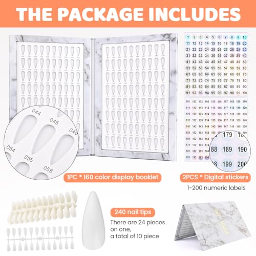 Axrivonte Nail Color Display Book - 160 Tips Organizer, Grey