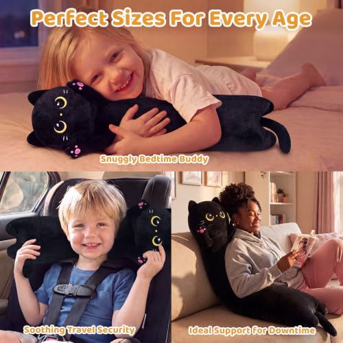 Mewaii Long Black Cat Plush Body Pillow - Cute Kawaii Design
