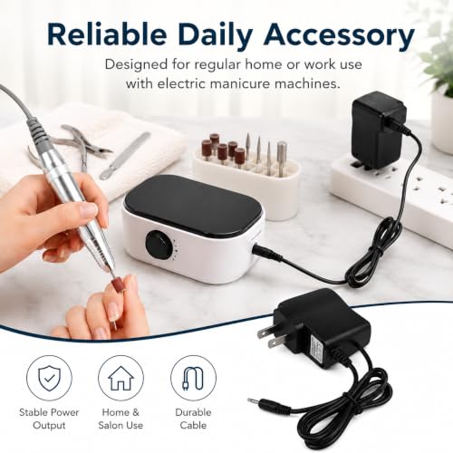 Beavorty 9V 1A Power Charger Adapter for Electric Nail Drill Machines