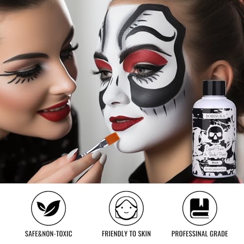 BOBISUKA Black Face Body Paint - Washable Liquid Makeup (130ml)