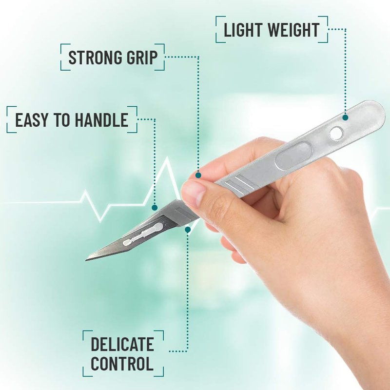 Disposable Scalpel Blades with Metal Handle, Dermaplaning Tool for Face Professional, Scalpel Knife for Mycology, dermaplaning Blades, Surgical scalpels, Non-Slip & Reusable Scalpel Handle.