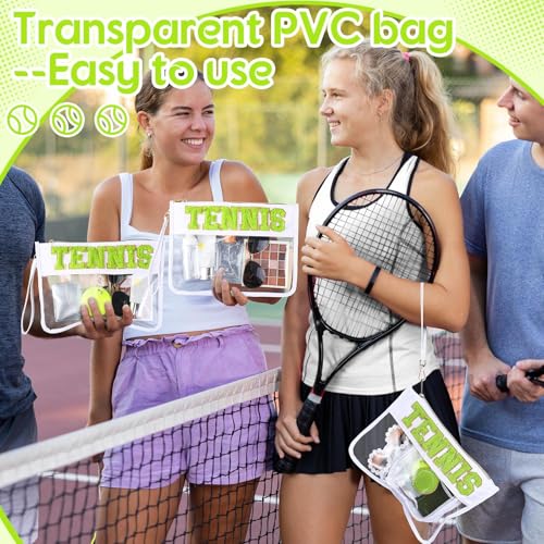 Tennis Theme Makeup Bag Set - 2 Clear Zipper Pouches for Women