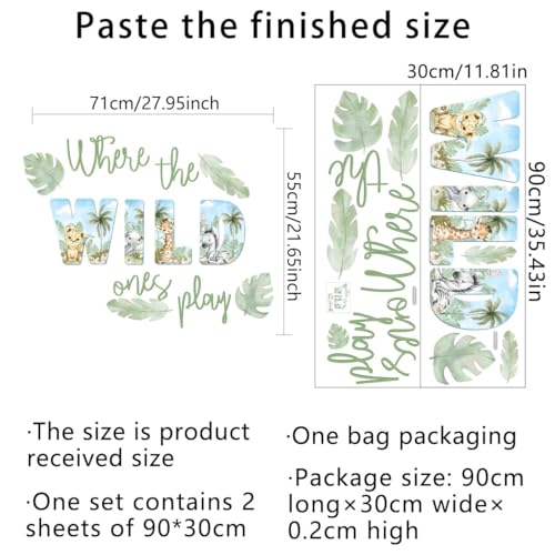 Watercolor Jungle Animal Wall Decals - Removable Nursery Stickers