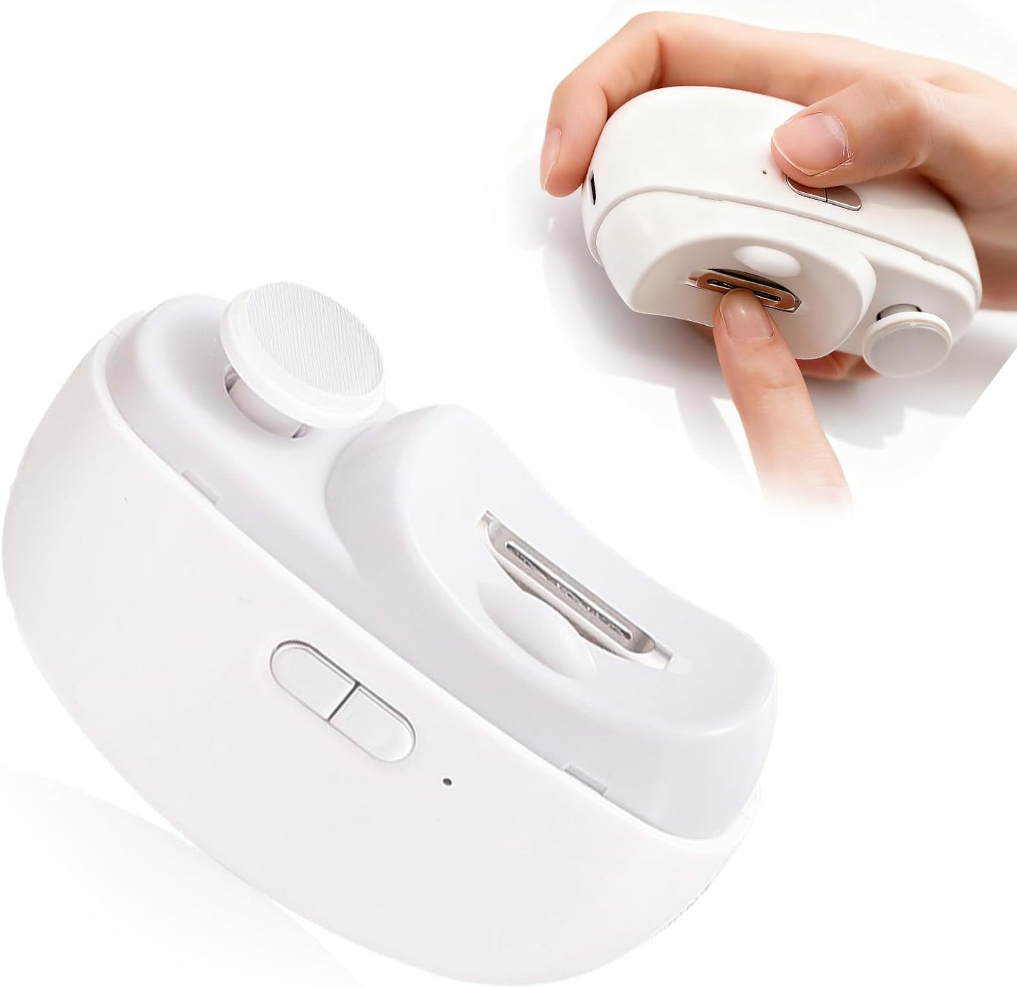 Electric Nail Clipper - Adjustable Blade for Thick & Thin Nails | Automatic Trimmer for Seniors, Adults & Babies (White)