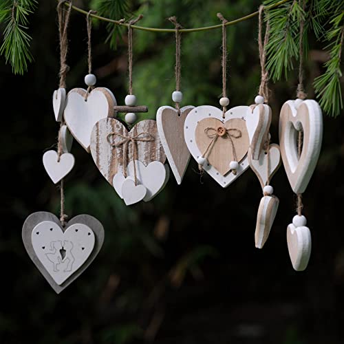 Handmade Heart-Shaped Wooden Ornaments - 2Pcs for Home & Events