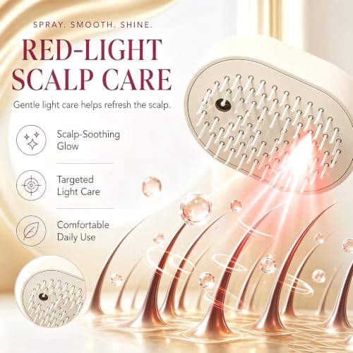 Fvaql Pink Electric Mist Air Cushion Massage Brush - 5 in 1 Detangling & Hydrating Hair Tool