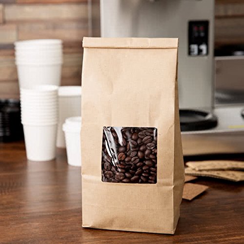 Customizable Brown Kraft Coffee Bags with Window - 25 Pack