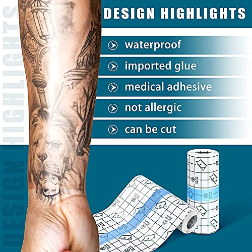DPBB Waterproof Transparent Tattoo & Wound Bandage Roll 6in x 2yds - Sterile Adhesive Film for Aftercare & Healing