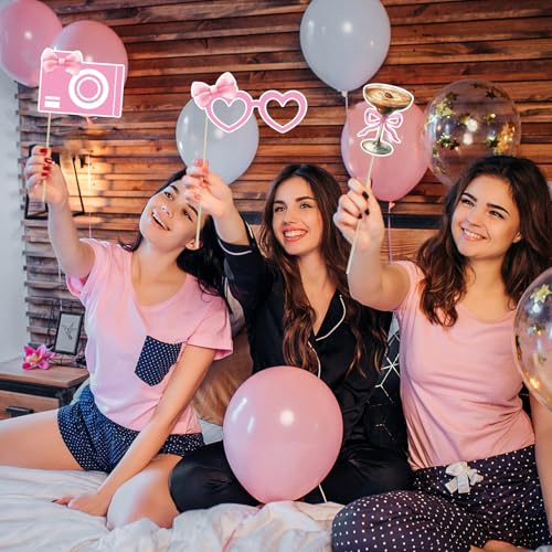 25pcs Pink Bow Photo Booth Props for Birthday Parties