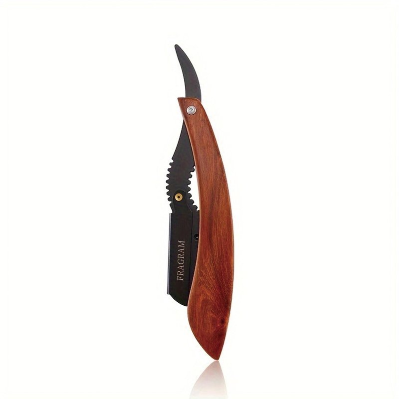 FRAGRAM wooden handle manual shaving razor with replacement blade compatible with S23 stainless steel hair clipper, used for shaving razors (剃须刀架+10片刀片)