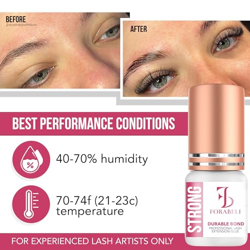 Forabeli Eyelash Extension Glue - 5ml Volume Lash Adhesive, 2-3 Sec Drying, 6 Weeks Retention