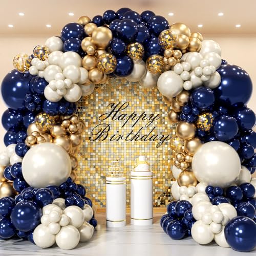 Navy Blue and Gold Balloon Arch Kit - 153pcs for Parties
