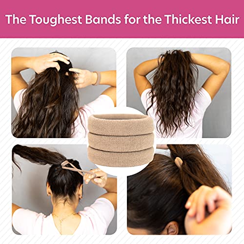 Burlybands Elastic Hair Ties Light Brown 8 Pack No Damage for Thick Hair