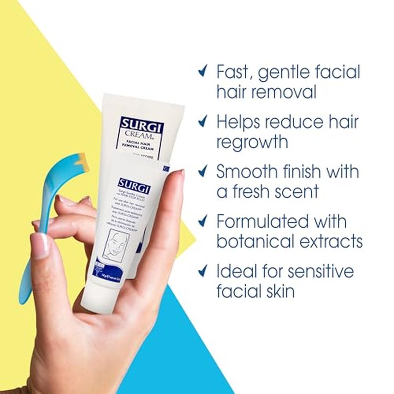 Surgiwax Facial Hair Removal Cream for Women ? Depilatory Cream for Face, Neck, & Sensitive Skin, Professional Hair Remover, 1 oz