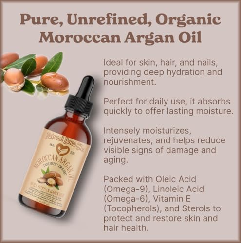 Natural Born Oils 100% Pure Organic Moroccan Argan Oil - 8oz