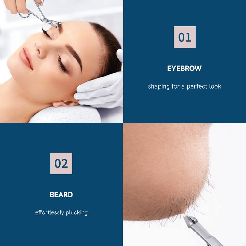 3pcs Stainless Steel Eyebrow Tweezers Handle Shaped Angled Tweezers Flat Tip Hair Plucker for Eyebrow Trimming and Shaping, Face Hair Tools for Women & Men