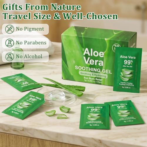 Jutqut 60-Pack Travel Size Aloe Vera Gel - Pure Moisturizing After-Sun Care