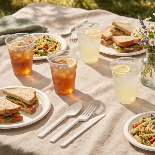 TOSSWARE 9" Compostable Round Paper Plates - Set of 50