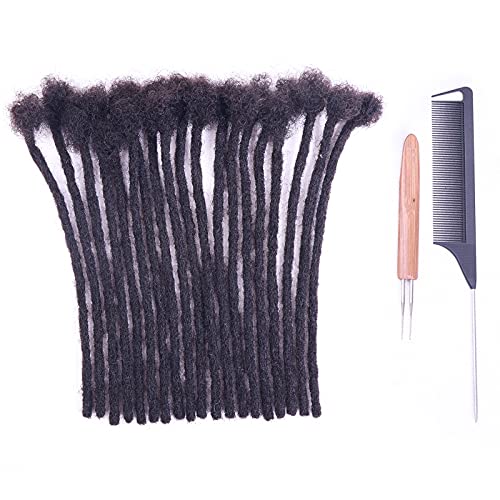 ADIASAI 0.4cm Natural Black Human Hair Dreadlock Extensions - 8 Inch, 10 Locs