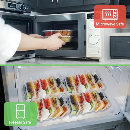 9oz Reusable Snack Containers with Lids - 10 Pack Dual Compartment