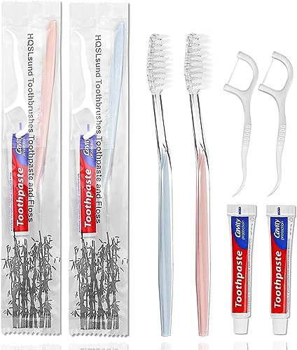 30 Packs Disposable Toothbrushes with Toothpaste & Floss Picks