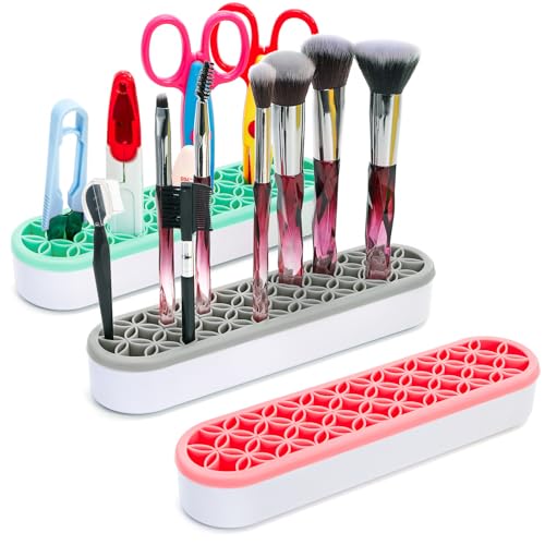 Elsjoy 3-Pack Silicone Makeup Brush & Tool Organizer Set