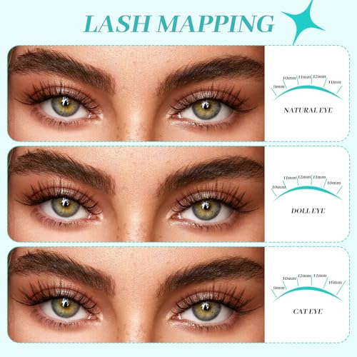 AMZGIRL Lash Clusters Kit 640Pcs 9-16mm Fake Eyelash Extensions DIY A-640Pcs-30405060D
