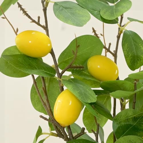 3-Piece Faux Lemon Branch Set - 27.5 Inch Realistic Decor