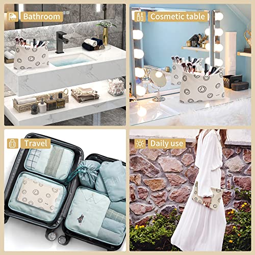 WLLWOO 2pcs Corduroy Makeup Bag Set with Smile Face Design