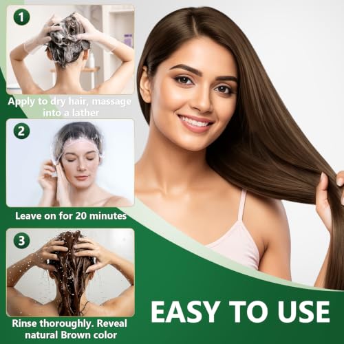 RKQNIER Brown Hair Dye Shampoo for 100% Gray Coverage - 3 in 1 Natural Hair Color