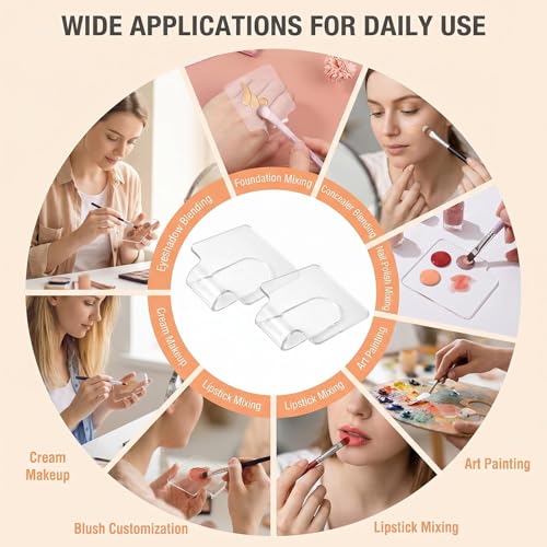 2Pcs Acrylic Makeup Mixing Palettes for Foundation Eyeshadow Nail Art