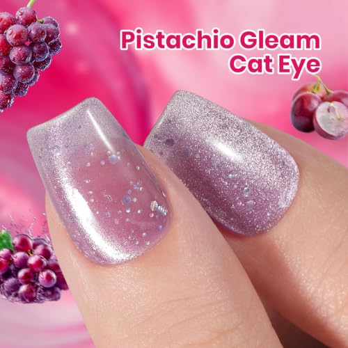 Beetles Iced Grape Essence Purple Cat Eye Gel Nail Polish 9ML - Speed Cure, Long Lasting