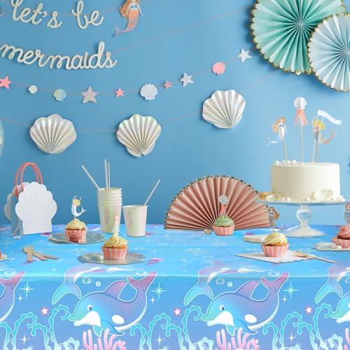 Dolphin Themed Party Tablecloths - 4 Pack, 52x86 Inch