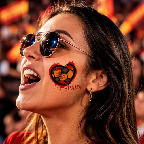 Spain Flag Temporary Tattoos - 20 Pcs Waterproof Body Art