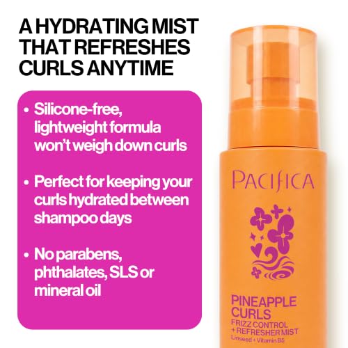 Pacifica Pineapple Curls Frizz Control Hair Spray 4oz - Curl Refresher & Humidity Protector