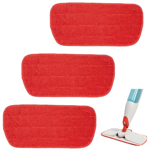 3 Pack Microfiber Mop Pads for OXO Good Grips Spray Mop - Washable & Reusable, Red