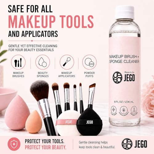 JEGO Makeup Brush Cleaner - Hypoallergenic Liquid Cleanser, 16 Oz (Pack of 2)
