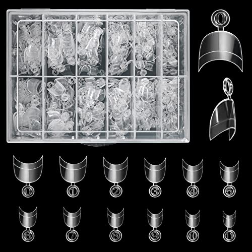 Buqikma 600PCS Short Round Oval Half Cover Nail Tips for Acrylic Nails