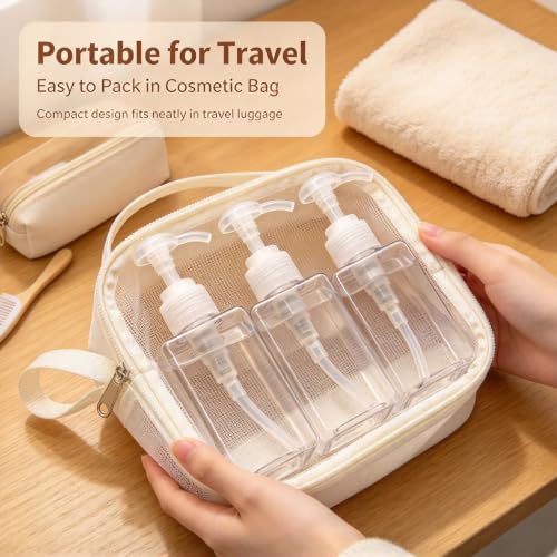 Refillable 100ml Transparent PETG Pump Bottles Set for Shampoo, Shower Gel & Lotion – 3-Pack