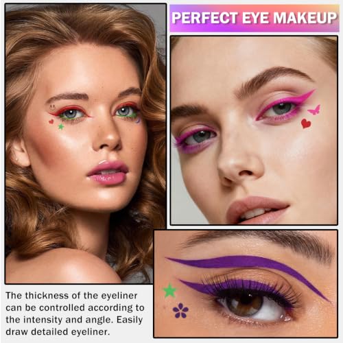 7 Colors Double-Headed Liquid Winged Eyeliner Stamp Pen Set - Waterproof & Smudgeproof, Creative Eye Makeup Tool, Includes 7 Color Variants
