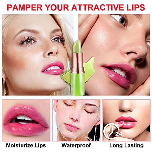 BINGBRUSH Aloe Vera Color Changing Lipstick Set 2 Pack Moisturizing Lip Gloss for Women
