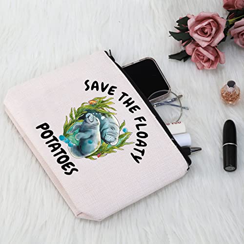 Save The Floaty Potatoes Manatee Makeup Bag - G2TUP Travel Pouch